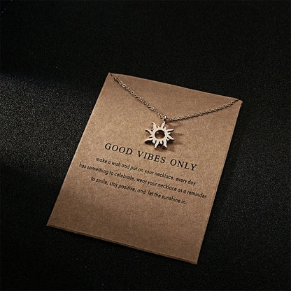Alloy for Sun Pendant Necklace Simple Ladies Clavicle Chain Necklaces Summer Jewelry Birthday Gift for Friends