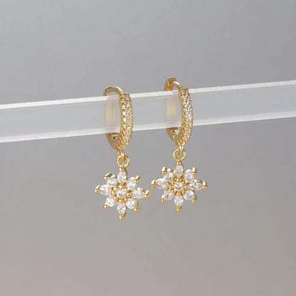 Luxury Stainless Steel Star Dangle Earrings For Women Sparkling Zircons Ear Piercing Earring Fashion Jewelry