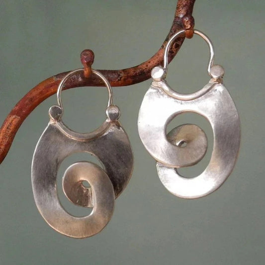 Vintage Hollow Spiral Hoop Earrings Women Gypsy Curl Jewelry