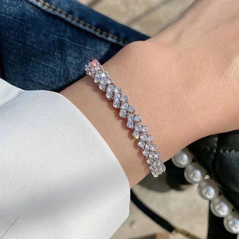 Crystal Zircon Chain Bracelet for Women Luxury Roman Bangle Jewelry