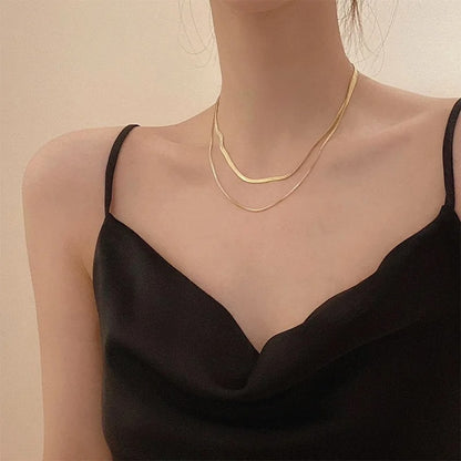 Women’s Simple Snake Chain Necklace Stainless Steel Short Fashion Jewelry