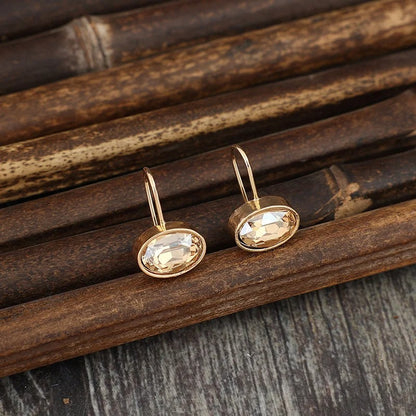 Fashion Gold Metal Oval Dangle Earrings Exquisite Engagement Jewelry