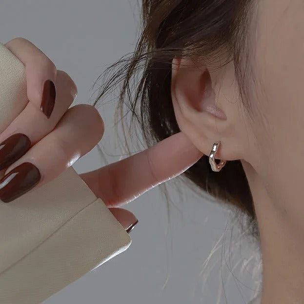Sterling Silver Flower Hoop Earrings for Women Minimalist Jewelry