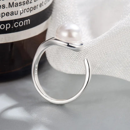 925 Sterling Silver Rings for Women Men Couple Minimalist Handmade Simple Pearl Ring Party Jewelry Gift Prevent Allergy