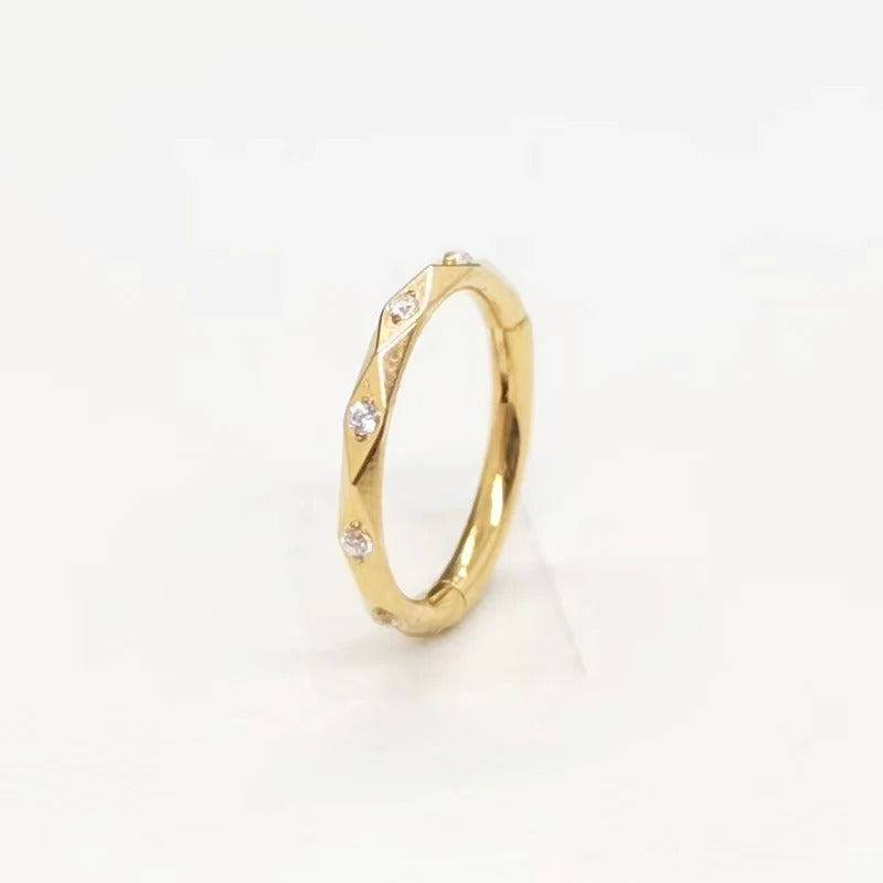 G23 Titanium Zircon Clicker Hoop 16G Nose Septum Helix Jewelry