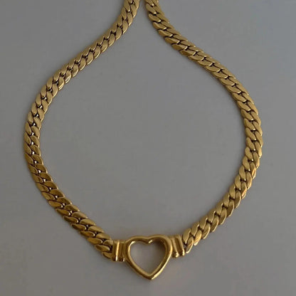 Trendy Retro Hollow Love Braided Clavicle Chain Titanium Steel Necklace