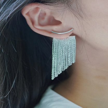 Bling Gold Tassel Earrings Women Wedding Daily Fashion