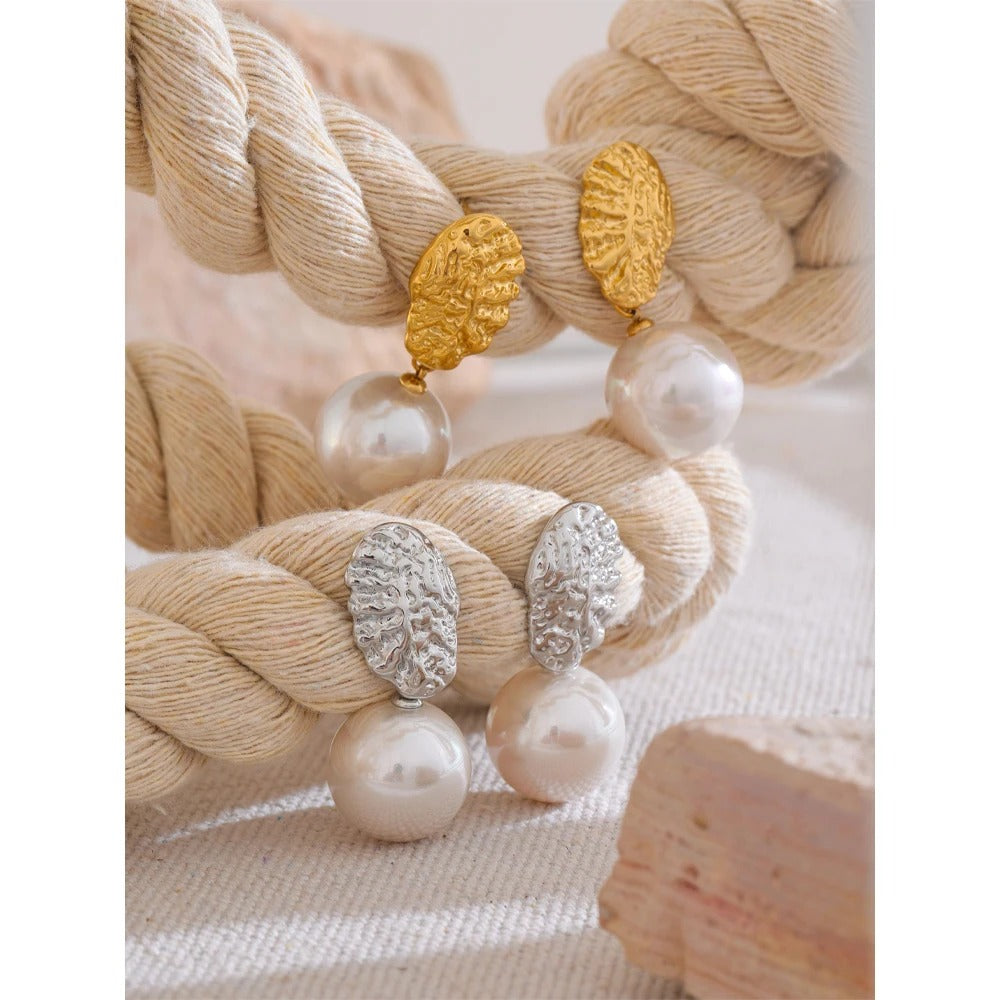 Simulated Pearl Round Drop Earrings Women Korean Style Jewelry