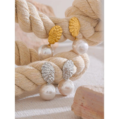 Simulated Pearl Round Drop Earrings Women Korean Style Jewelry