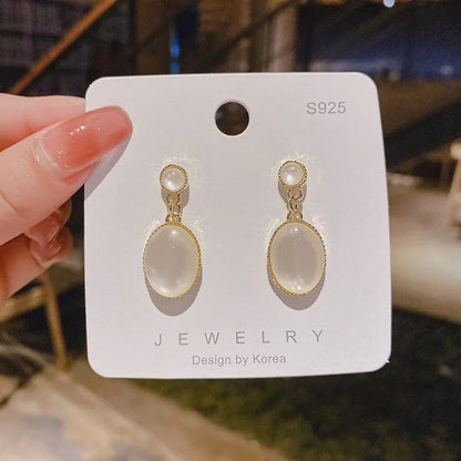 Opal Water Drop Irregular Dangle Earrings for Women Simple Jewelry