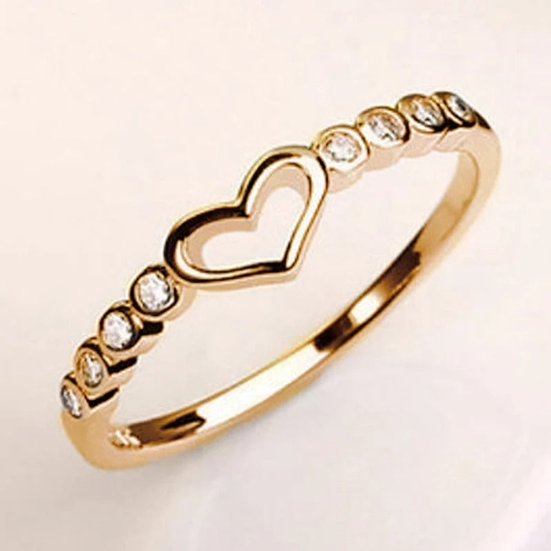 Shiny Cubic Zirconia Heart Ring Fashion Accessories for Women
