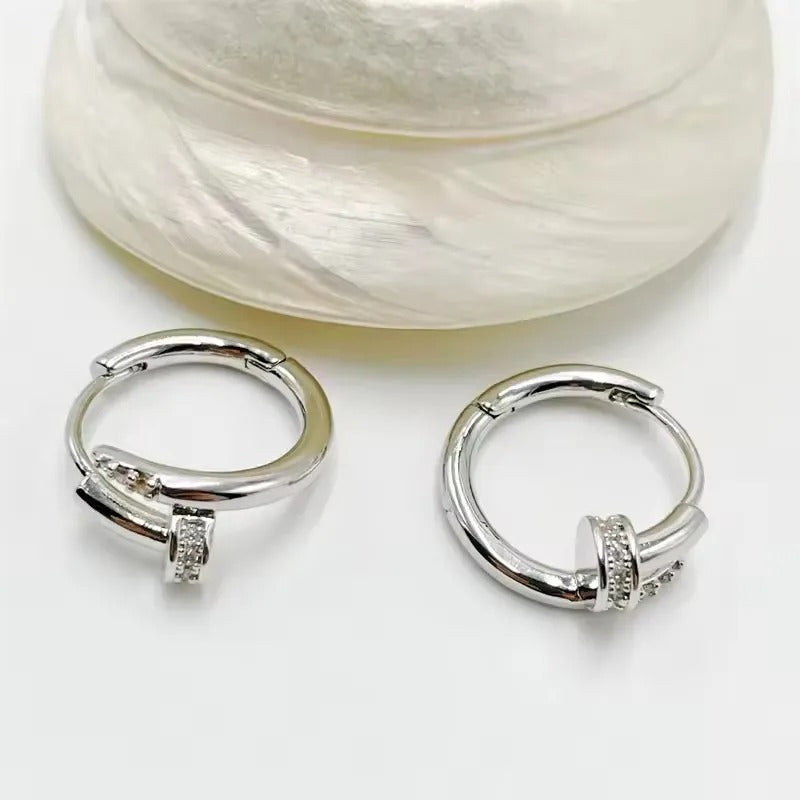 Trendy Gold Circle Hoop Earrings Women Simple Zircon Jewelry Gift