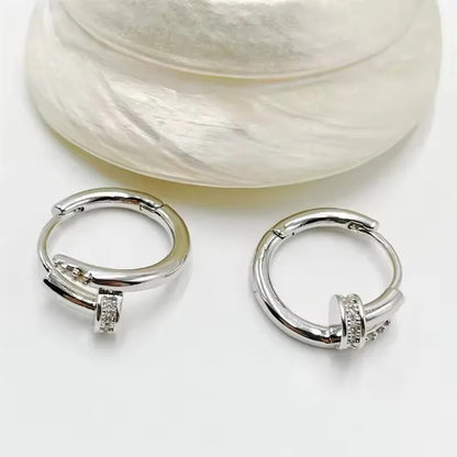 Trendy Gold Circle Hoop Earrings Women Simple Zircon Jewelry Gift