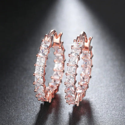 Trendy Cubic Zirconia Hoop Earrings Women Party Daily Wear Jewelry