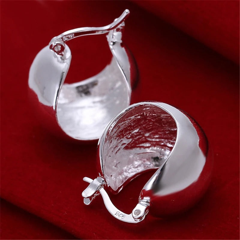 Sterling Silver Egg-Shaped Hoop Earrings Women Cute Romantic Jewelry