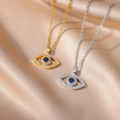 Zircon Evil Eye Pendant Necklace for Women Lucky Turkish Stainless Steel Necklaces 2025 Trend Aesthetic Jewerly