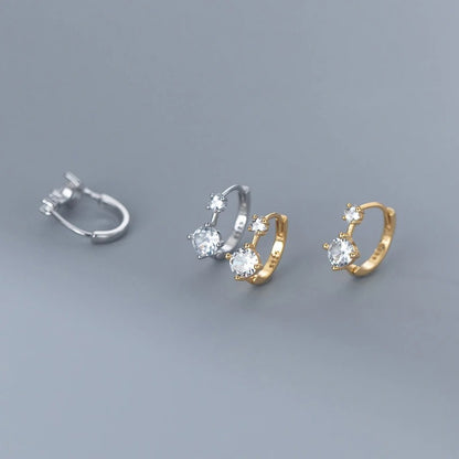 Women’s Sterling Silver Statement Black Zircon Ear Buckle Fashion Jewelry