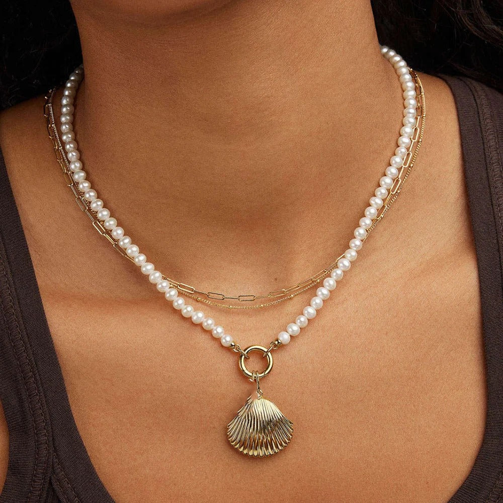 Trend Elegant Jewelry Wedding Baroque Pendant Necklace For Women Fashion Imitation Pearl Geometry Chain Choker Necklace