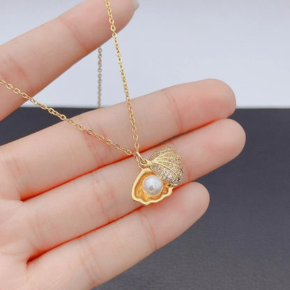 Zircon Shell Pendant Necklace Fashion Summer Collar