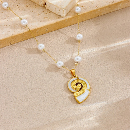 316L Stainless Steel Golden Sea Shells Conch Pendant Pearl Necklace Women New Fashion Neck Chain Jewelry Party Gift