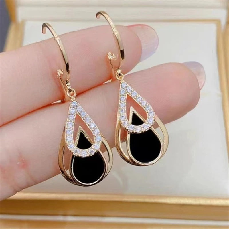 Trendy Double-Layer Water Drop Earrings Women Luxury Ear Jewelry
