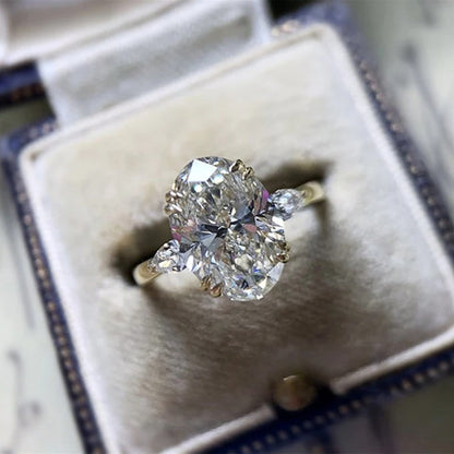 Simple Oval Cubic Zirconia Wedding Bands Women's Ring Luxury Gold Color Engagement Rings Bright Fashion Jewelry