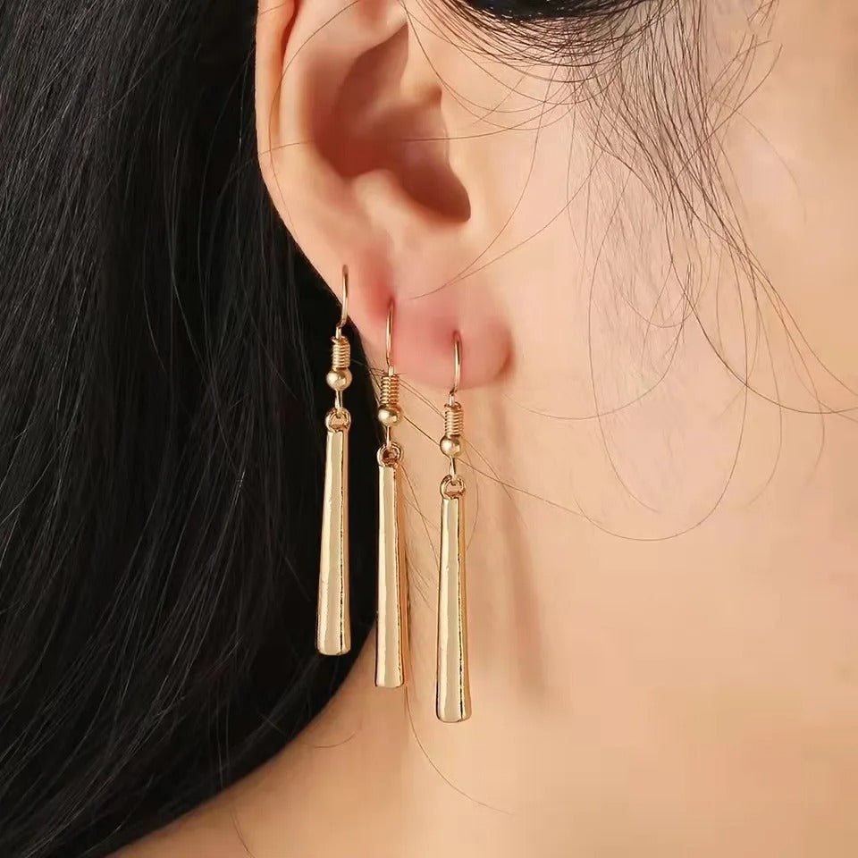 3PCS Gold Geometric Non-Pierced Earrings Women Hip Hop Jewelry
