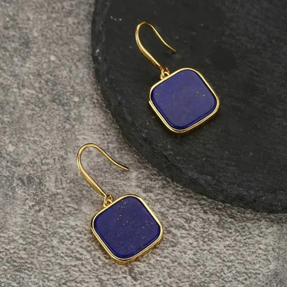Vintage Boho Square Stone Earrings Unisex Wedding Party Jewelry