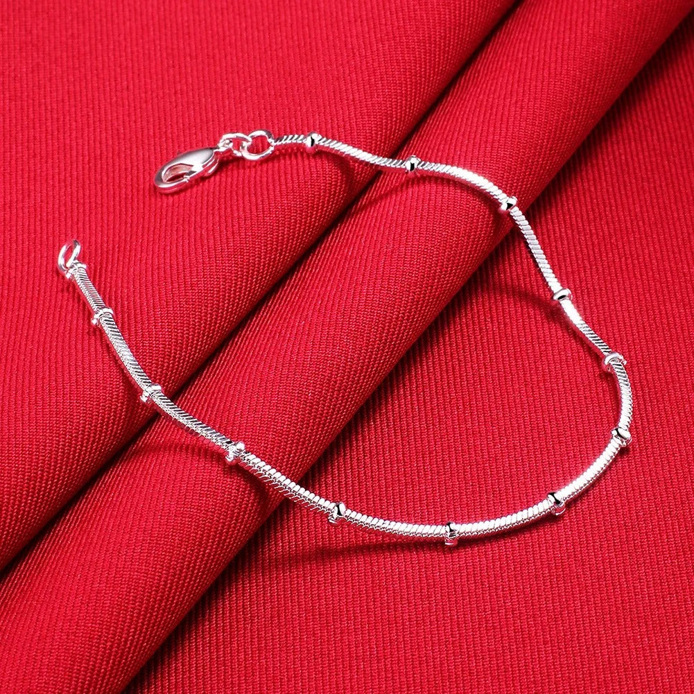 Silver Snake Chain Bracelet Women’s Fine Bead Jewelry