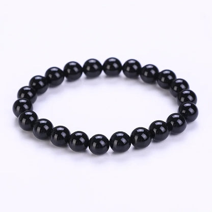 Natural Stone Beads Bracelets Lucky Charm 8mm Black Stone Bracelets for Men Women