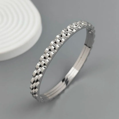 Gold-Plated Gear-Shaped Stainless Steel Couple Bracelet Waterproof