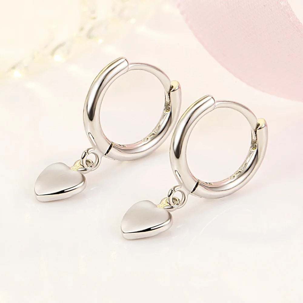 925 Sterling Silver Heart Ring Earrings Trendy Women