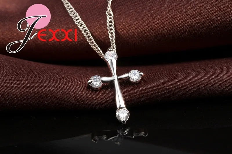 925 Silver Cross Pendant Necklace Women’s Jewelry