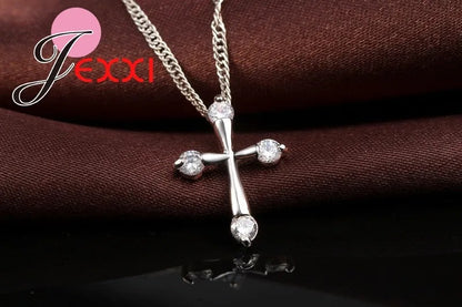 925 Silver Cross Pendant Necklace Women’s Jewelry