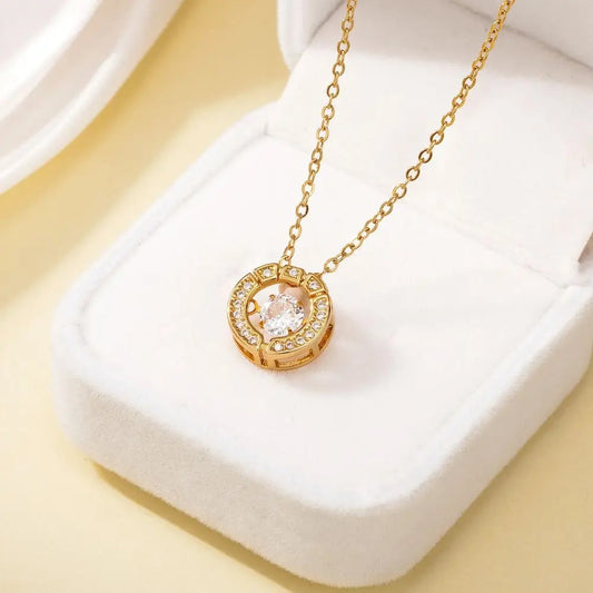 Classic Stainless Steel Zircon Choker Necklace for Couples Elegant Fashion Jewelry Gift