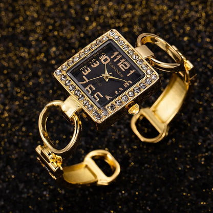 Luxury Gold Bangle Watch for Women Stainless Steel Quartz Wristwatch