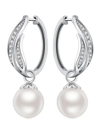 Elegant Simulated Pearl Hanging Earrings Bridal Dangle Jewelry