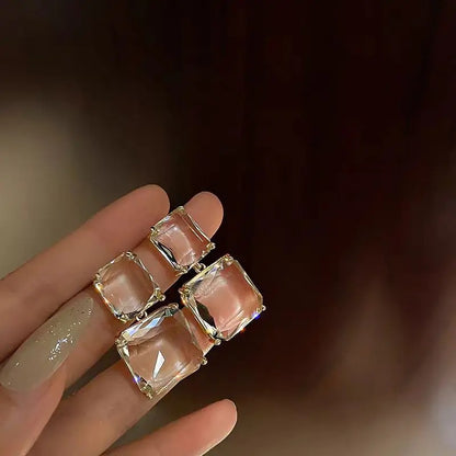 Transparent Crystal Square Earrings Women’s Geometric Jewelry