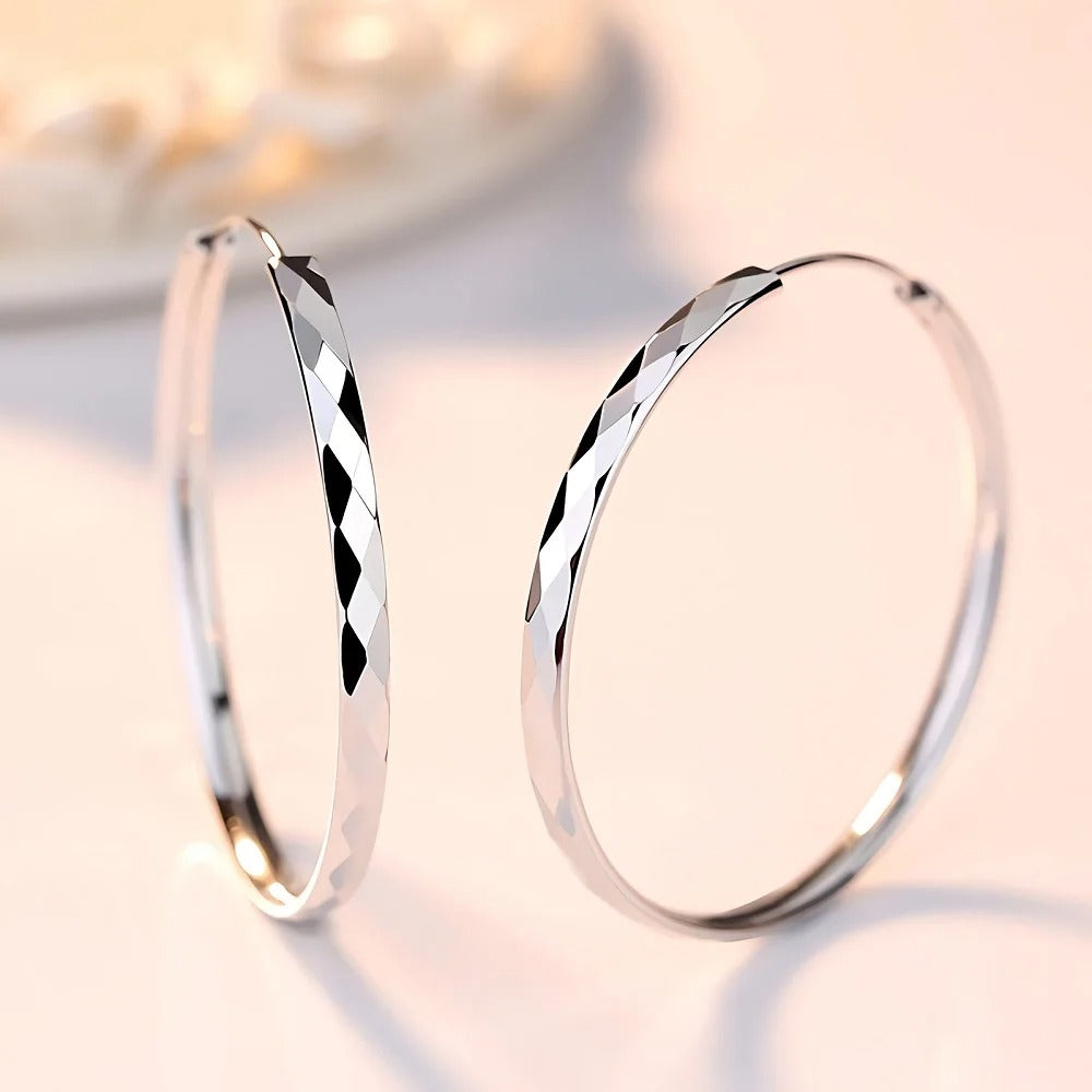 Sterling Silver Big Circle Hoop Earrings Luxury Women’s Jewelry