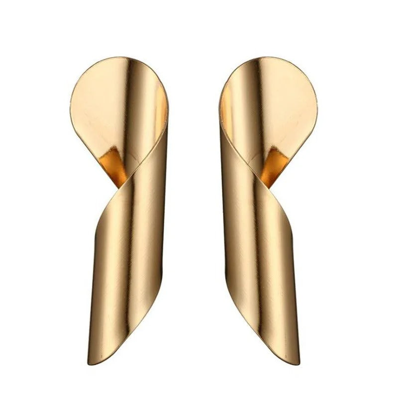 Irregular Rolled Metal Dangle Earrings for Women Silver Punk Jewelry