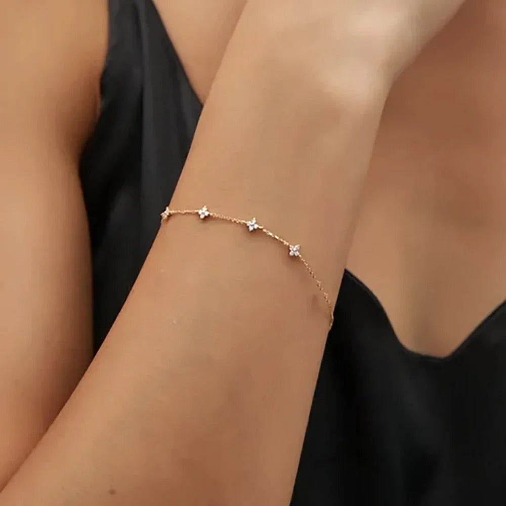 18K Gold Plated Four Leaf Clover Zircon Necklace for Women