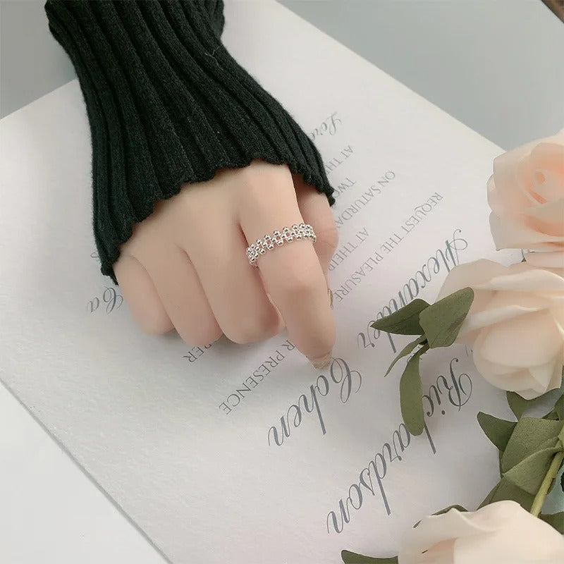 Silver Ball Open Rings For Women Wedding Luxury Quality Jewelry Accessories Jewelry.