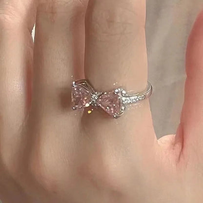 Fashion Bowknot Adjustable Finger Ring – Sweet Open Band Bow Ring for Women & Girls