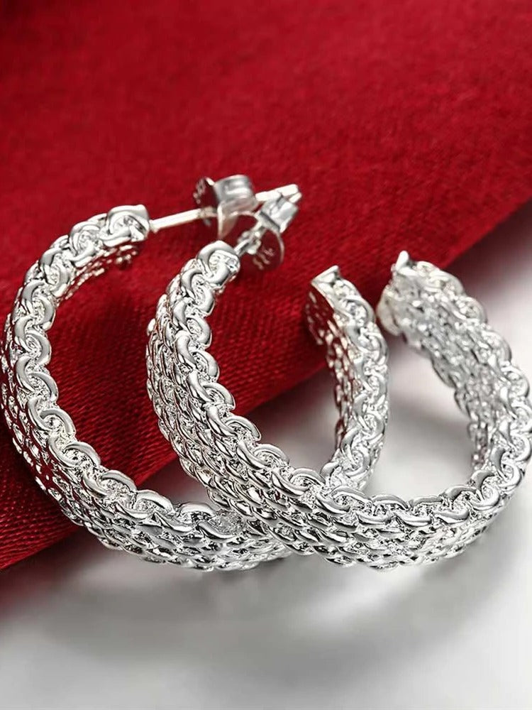 Popular fine Silver charms stud Earrings for Women Creativity Gifts Street all-match party Jewelry