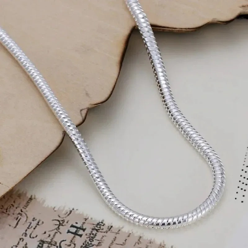 925 Sterling Silver 3MM Textured Chain Bracelet for Women Fashion Jewelry Gift