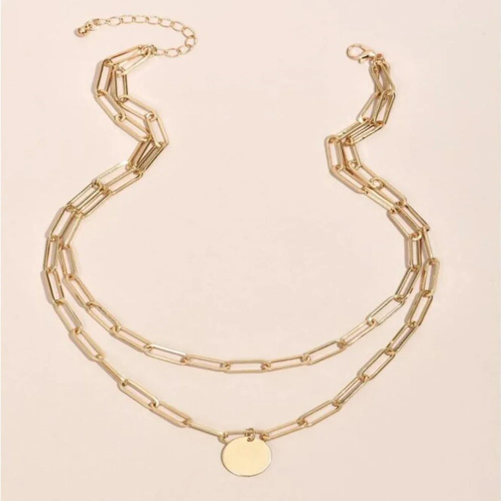SUMENG 2024 New Fashion Vintage Round Charm Layered Necklace Jewelry Clothing Aesthetic For Women Girls Pendant Gifts