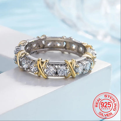 AAA Zircon Interlaced 925 Silver Ring Luxury Engagement Gift