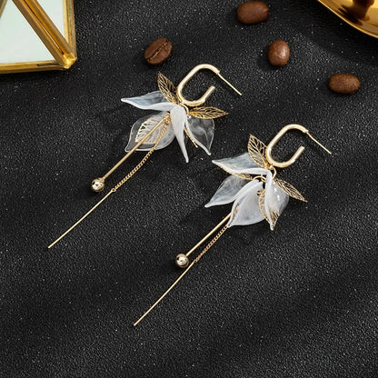 New Acrylic Leaf Long Tassel Earrings Fashion Geometric Jewelry