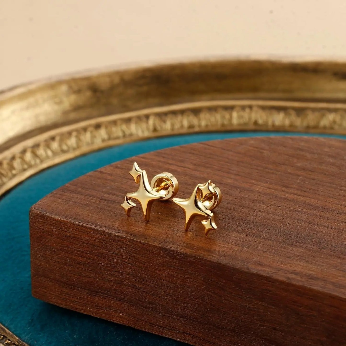 Small Star Flat Screw Back Stud Earrings for Women