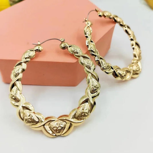 Gold Twisted Hoop Earrings Large Circle Geometric Jewelry for Women